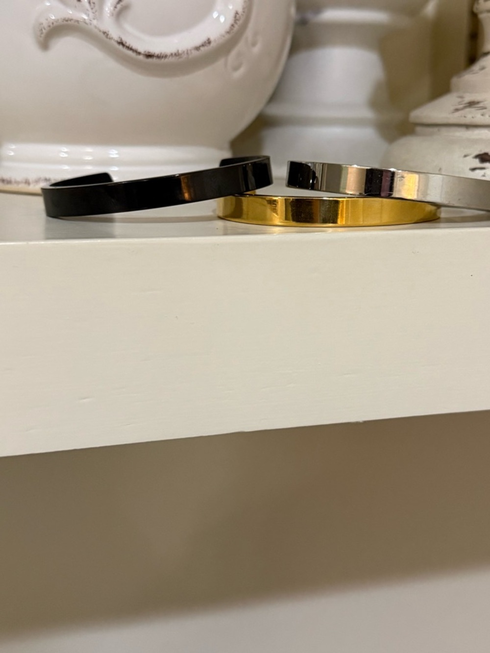 Set of 3 Open Cuffs - Stainless Steel Black Gold Silver - Unisex - Picture 3 of 10